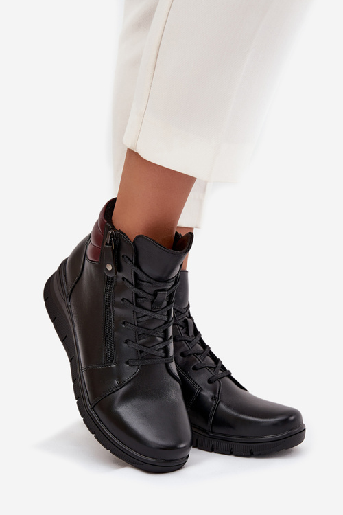 Leather Women's Platform Boots Insulated Vinceza 39963 Black