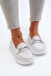 White Women's Leather Moccasins Veridinna