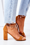 Suede High Heel Sandals Camel Florence