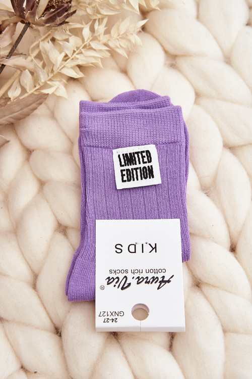 Children's Smooth Socks with Purple Patch