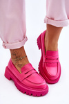 Leather Slip-On Platform Loafers Pink Riverside 