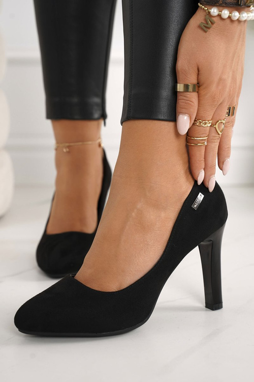 Classic Women's Pumps On A Block Heel Suede Black Eliana