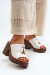 Women's Eco Leather Platform and Block Heel White Sandals Dafira