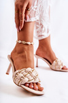 Women's Leather Slippers Braided Beige Sulea