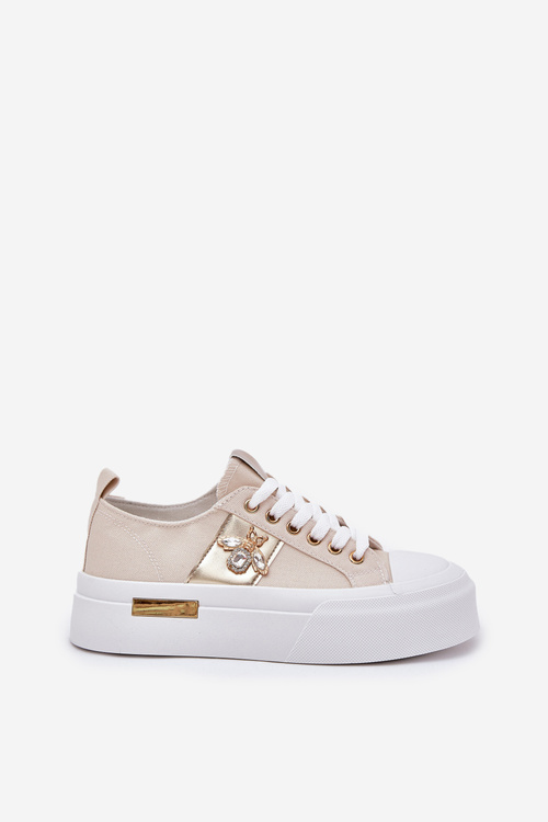 Women's Platform Sneakers With Decorative Detail Beige Annisae