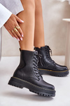 Warm Ankle Boots Workers Made of Eco Leather with Zipper Black Naleli