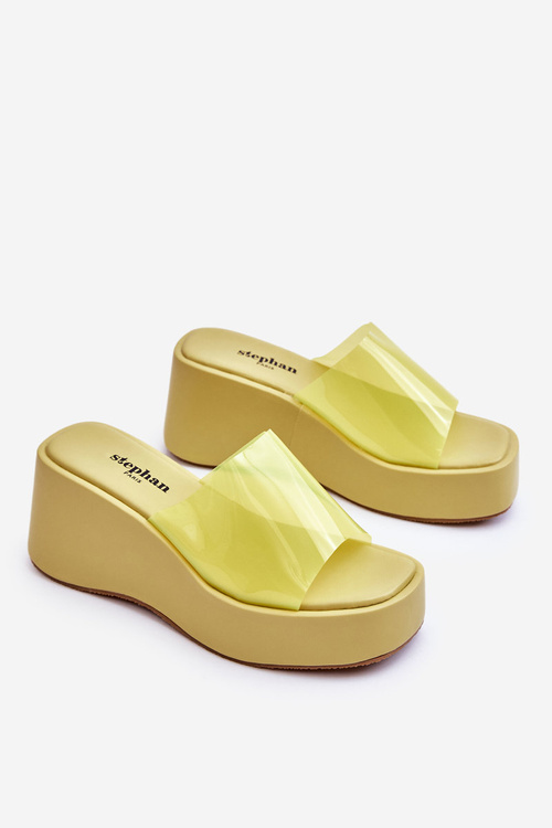 Women's Transparent Wedge Slippers Light green Eliane