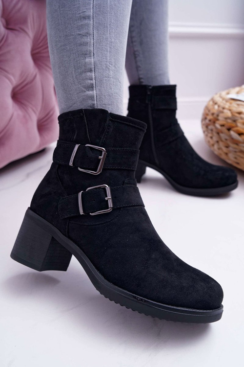 Women's Heeled Boots Suede Black Fagret