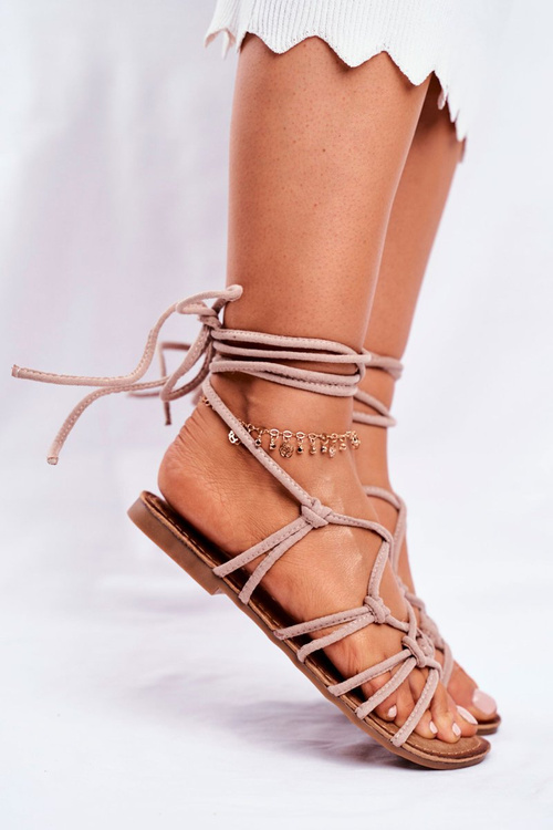 Women's Sandals Laced Beige Negros