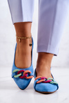 Suede Ballerinas With Chain Lewski Shoes 3125 Blue