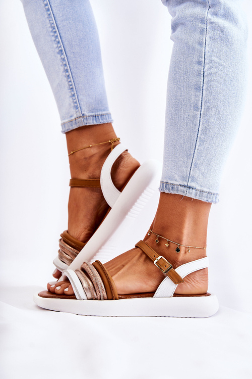 Fashionable Leather Women's Sandals Maciejka 05561-11 White