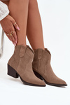 Slip-on Women's Cowboy Boots Made of Natural Suede Beige Beretta