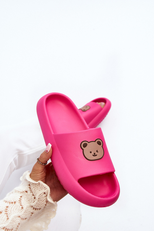 Light Women's Foam Slippers With Teddy Bear Fuchsia Lia