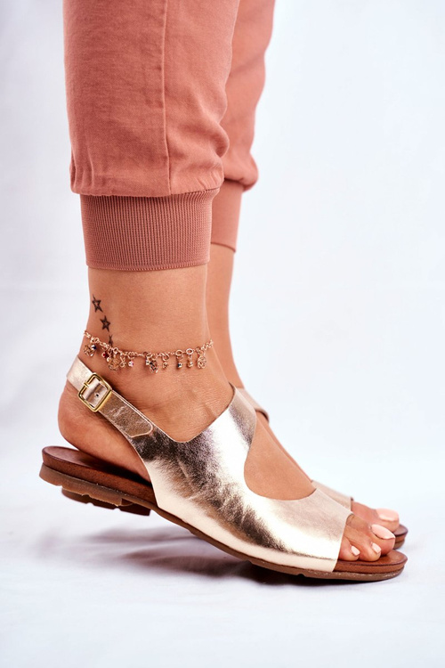 Women's Laura Messi 1116 Leather Sandals Gold Vollare