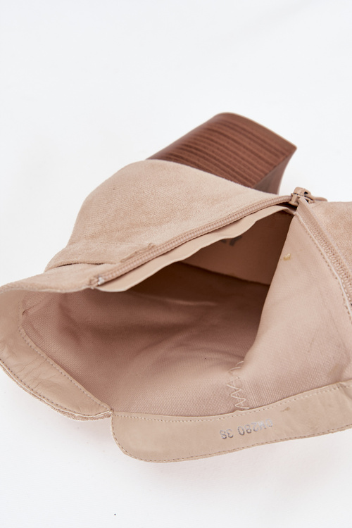 Women's ankle boots with heels with fringes light beige Rosabella