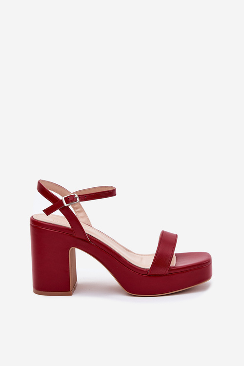 Eco Leather Heeled Sandals Burgundy Lillita
