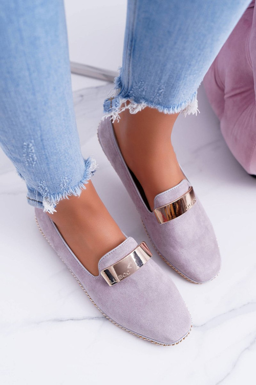 Women's Moccasins Lu Boo Grey Gold Chain Panama