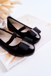 Leather Children's Ballerinas With A Decorative Bow Black Claril