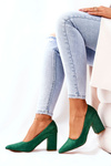 Pumps On Heel Suede Green Florena