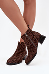 Ankle boots made of natural suede with leopard print D&A JC52-852 Brown