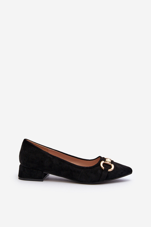 Suede Ballerina Flats with Pointed Toe Black Ethere