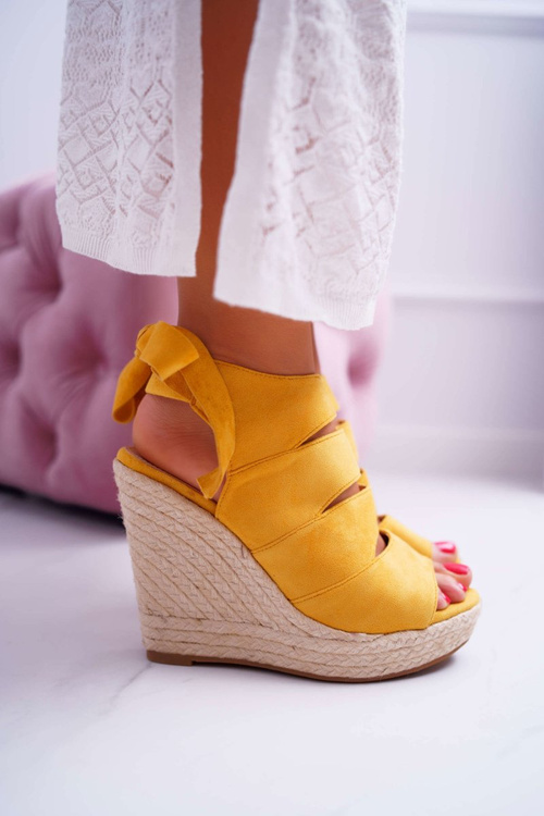 Women's Sandals On Anchor Linen Tied Yellow Cantare