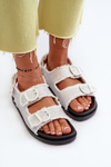 Women's White Embellished Denim Sandals Irmale
