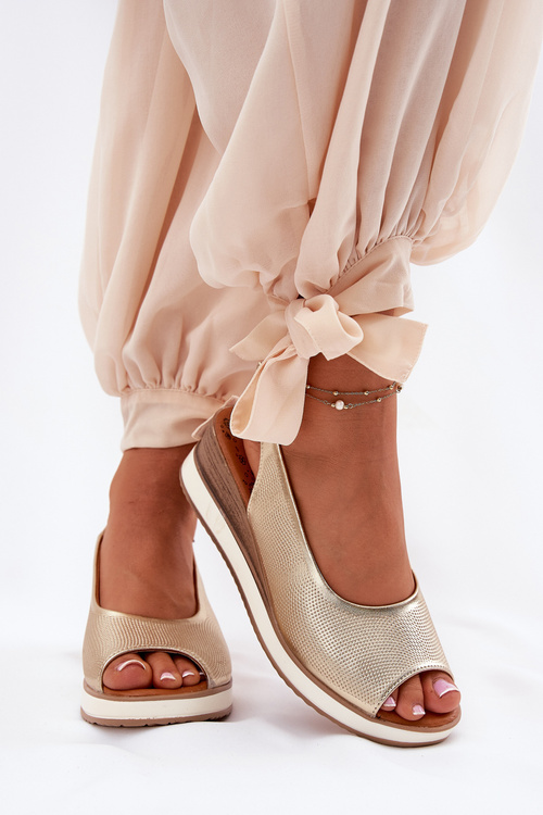 Leather Wedge Sandals Artiker 56C2312 Gold