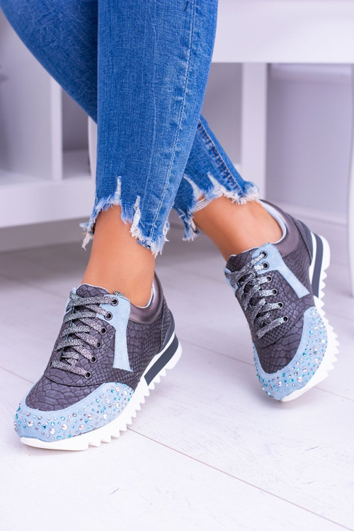 Blue Women's Sports Shoes with Sequins Lu Boo Infinitiale