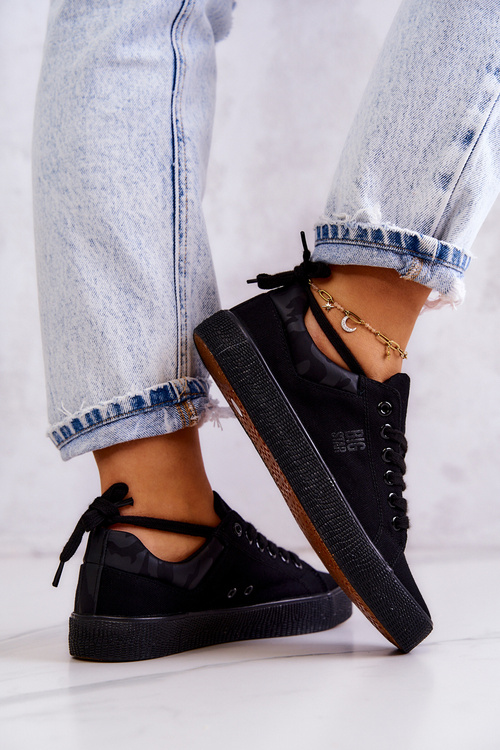 Tenisówki Damskie Niskie Wiązane Czarne Big Star JJ274563