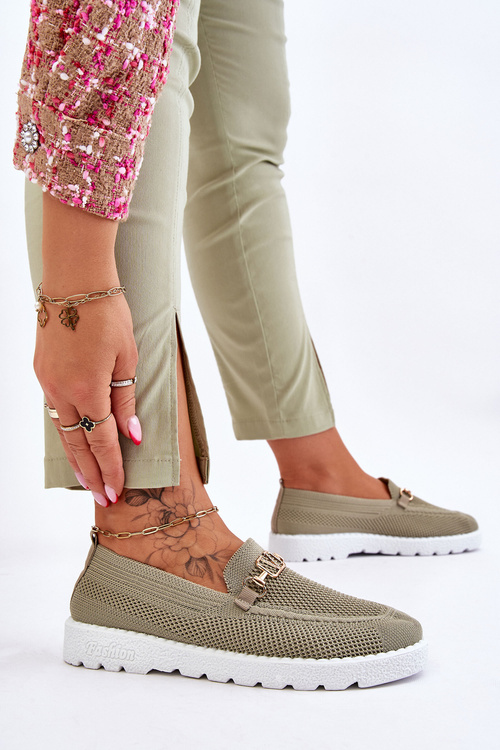 Tenisówki Damskie Wsuwane Slip-On Ozdoba Zielone Alena