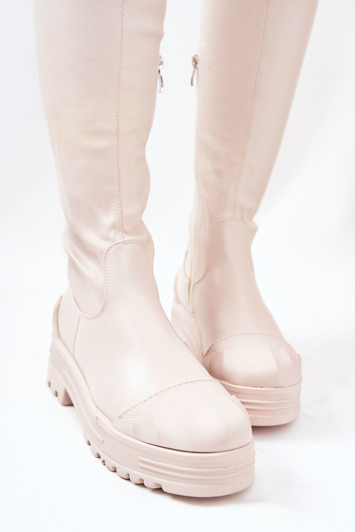 High boots with zip Beige Charmaine