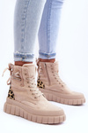 Botki Damskie Platforma Zamsz Jasnobeżowe Raftera EV-263