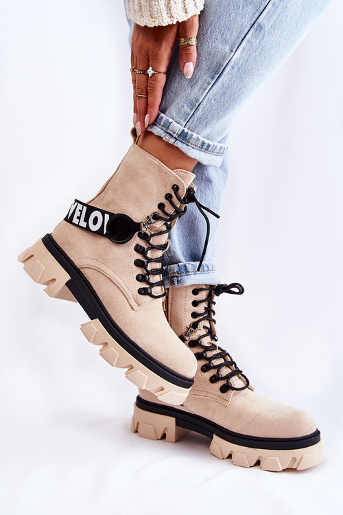 Suede High Boots With Warming Beige Danity 
