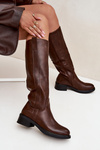 Women's Officer Boots With Low Heel Insulated Brown Averna