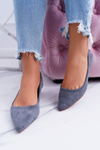 LU BOO Grey Moments Ballerinas with Detachable Bow