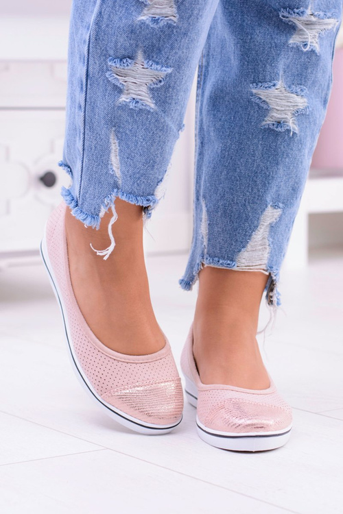 Fabric Pink Ballerinas with wedges Elleni