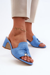 Women's Blue High Heel Sandals in Faux Suede Jemenna