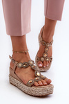 Women's Wedge Sandals with Braided Detail S.Barski MY291 Beige