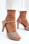 Embellished High Heel Sandals D&A MR1038-44 Pink Gold