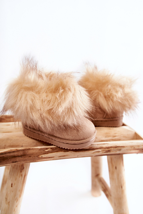 Children's Snow Boots With Eco Fur Beige Ariana