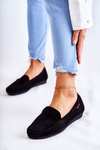 Women's Suede Wedge Loafers Black La Cava
