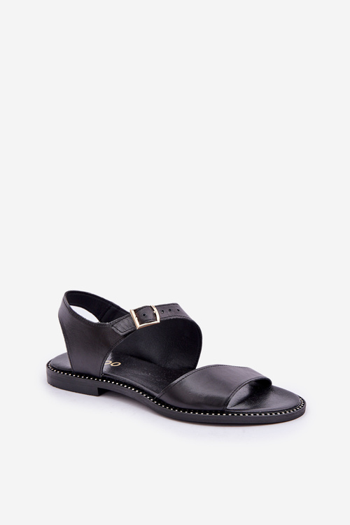 Ladies leather flat sandals Zazoo 3014 black