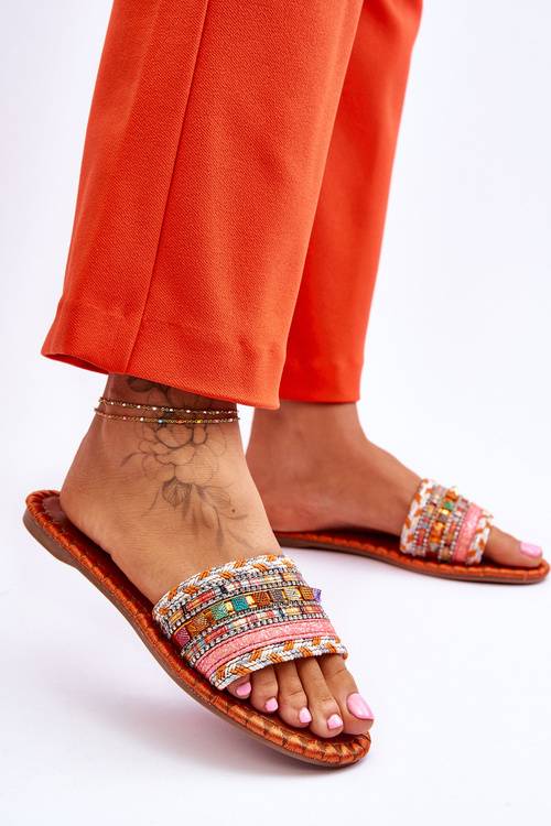Women's Embellished Slippers Orange Bellisa