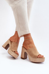 Women's Mules with High Heel Platform Brown Siobhan