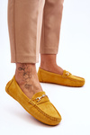 Suede Loafers With Ornament Yellow Eleina 
