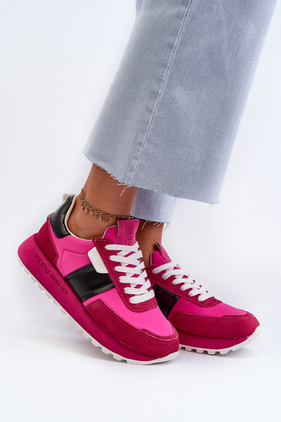Sneakersy Damskie Platforma Fuksja Memory Foam System Big Star NN274500