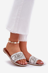 Women Flat Sandals With Decoration White Dorfedi