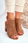 Women’s Boots Peep Toe Suede Spring Camel Paradise
