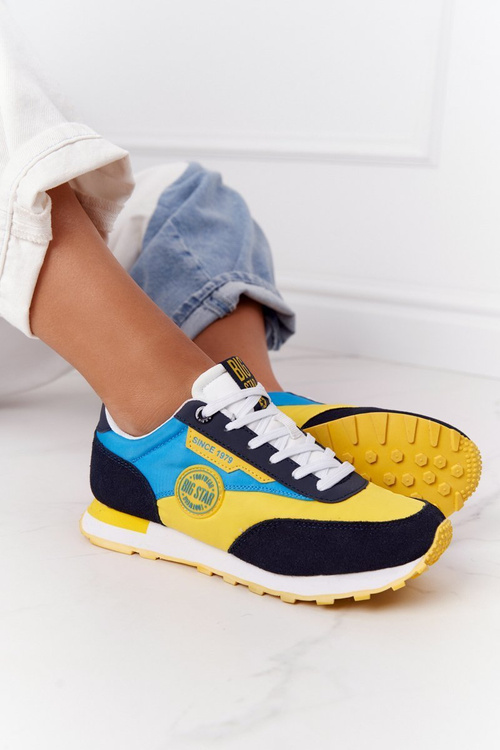Buty Sportowe Memory Foam Big Star Żółto-Niebieskie HH274525